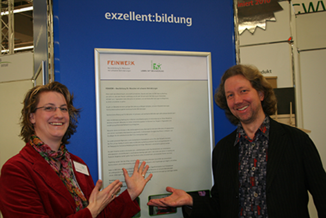 Nadine Voss und Mathias Westecker bei der Preisverleihung für Feinwerk